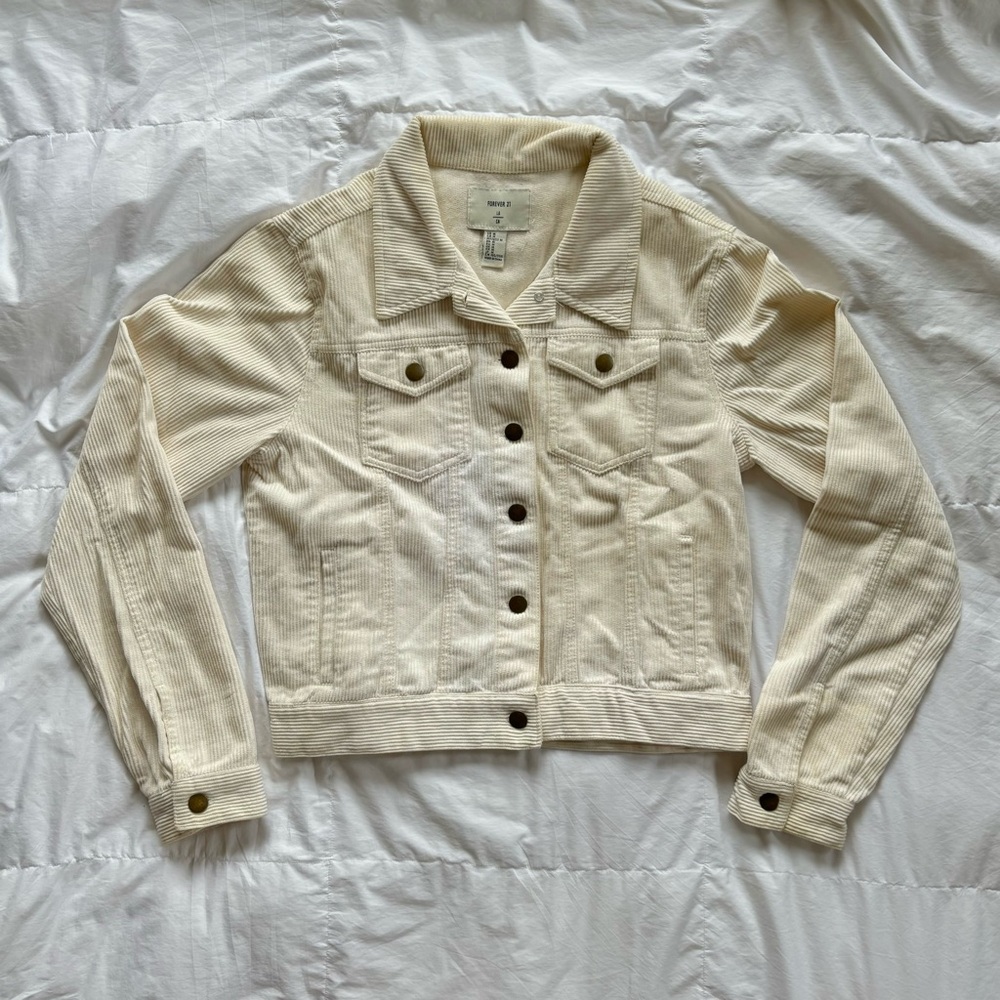 Cream corduroy button down jacket